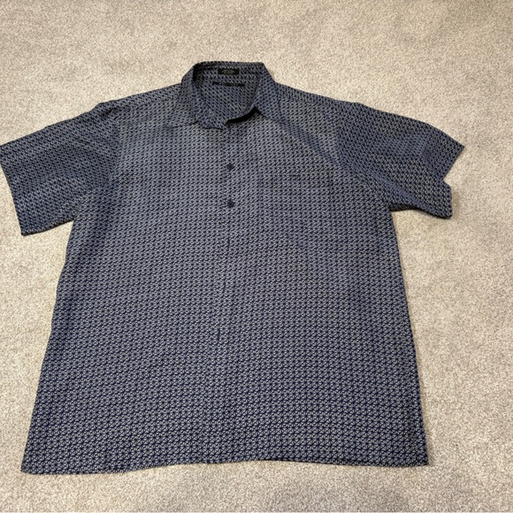 M.E. Sports Men's Black Patterned 100% Silk Shirt Size L Casual Fit - Picture 4 of 7